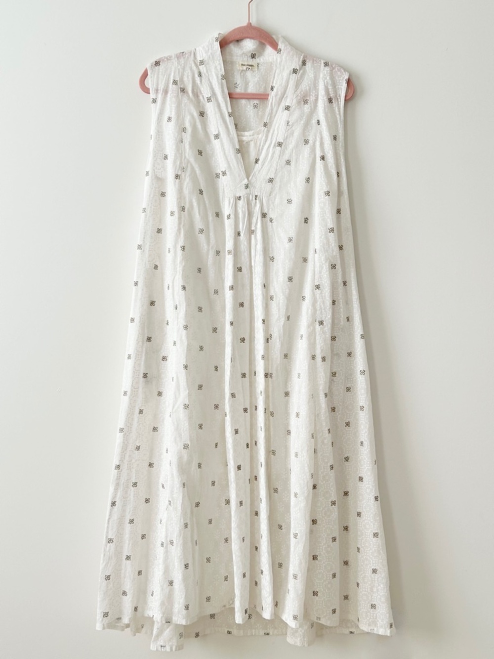 World Market 100% Cotton White Printed Midi Maxi Dress